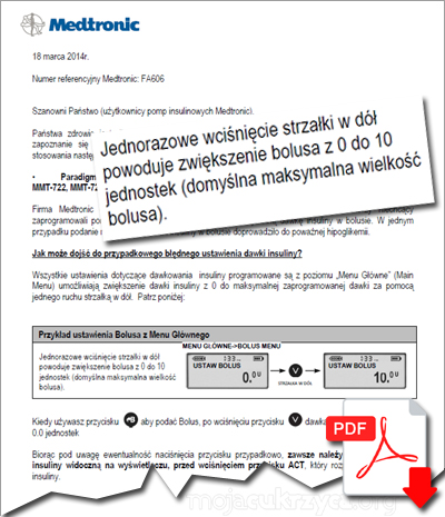 Komunikat dot. bezpieczestwa podczas stosowania pomp insulinowych Medtronic